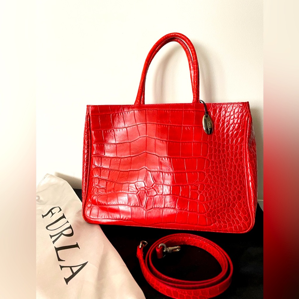 RED leather FURLA bag!